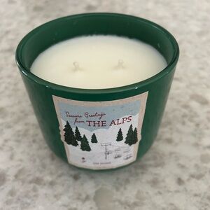 “New” DW Home Green Candle with Alpine Scene 13.9 oz